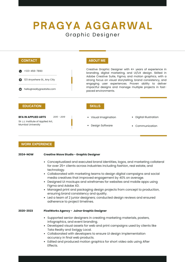 graphic designer resume in dubai