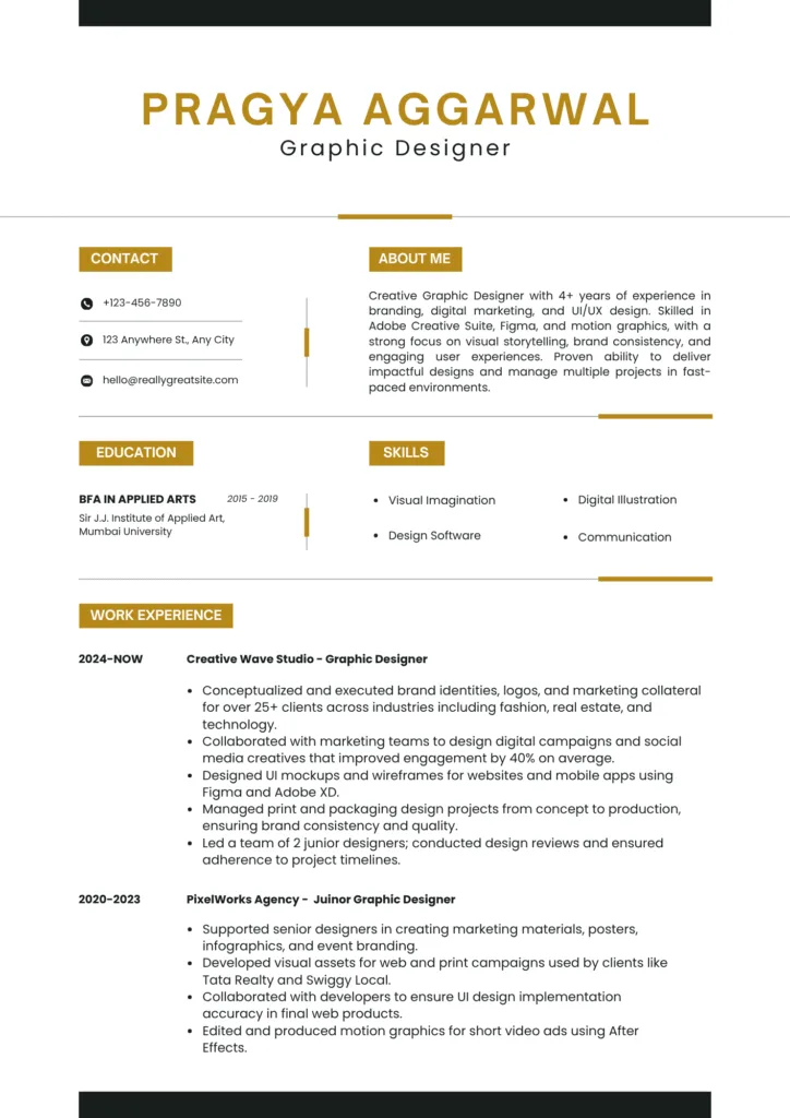 graphic designer resume in dubai