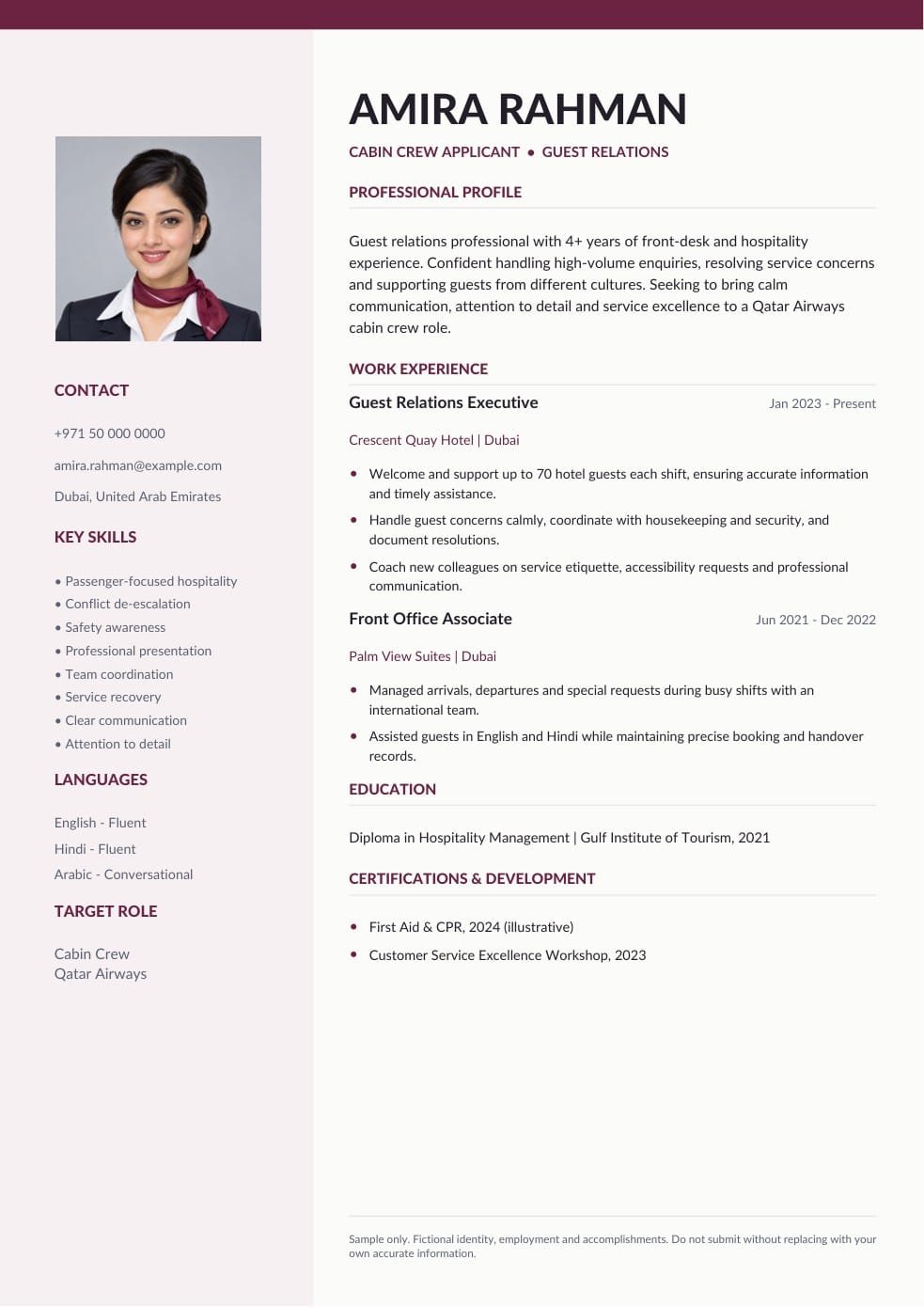 Short Sample Pdf 7+ Qatar Airways Cabin Crew CV Sample PDF (Free Download ...